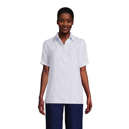 Women's Pure Linen Popover Shirt | Lands' End
