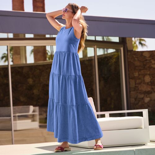 lands' end ladies' tiered midi dress Women's Sleeveless Jersey Ebay