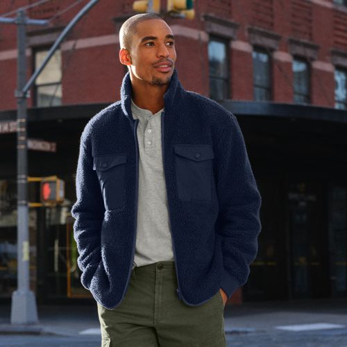 Men's Borg Fleece Zip Front Shacket
