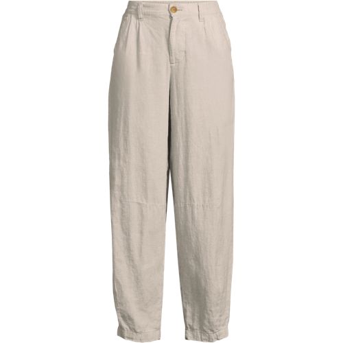 Women's Barrel Leg Pleated Linen Trousers