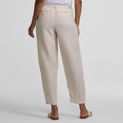 Women's Barrel Leg Pleated Linen Trousers