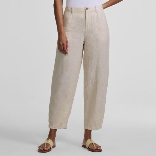 Women's Barrel Leg Pleated Linen Trousers
