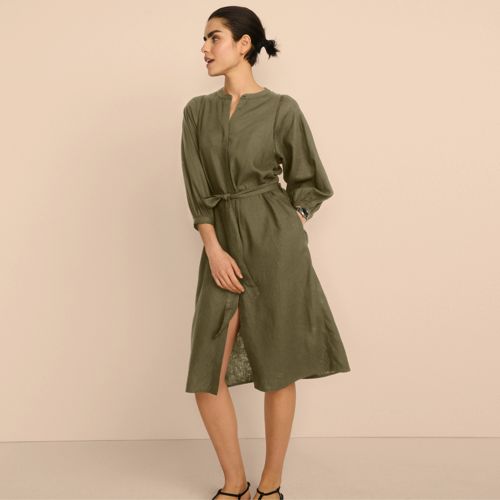 knee length dresses for ladies Linen Maxi Dress with Pockets main image 0