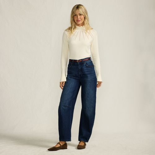 Women's Soft Denim Relaxed Barrel Jeans, Mid Rise