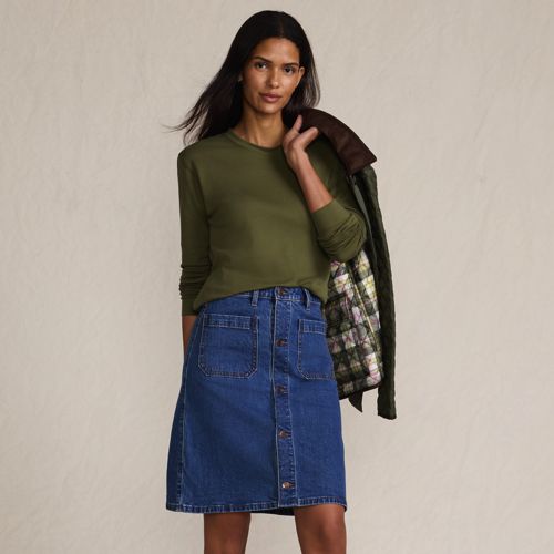 Women's Soft Denim Above The Knee Skirt