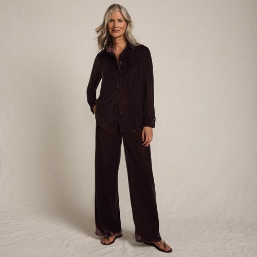 Women's Wide Leg Velvet Trousers