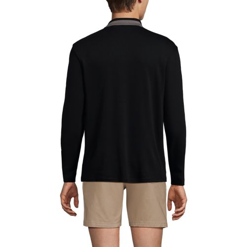 T-shirt Homme Lands' End Noir - Manches Longues Avec Faux Col - Taille L - Coton - Occasion Parfait état