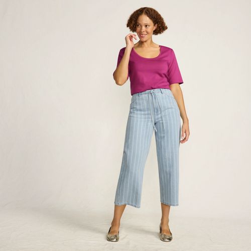 Women's Cropped Wide Leg Jeans, Printed