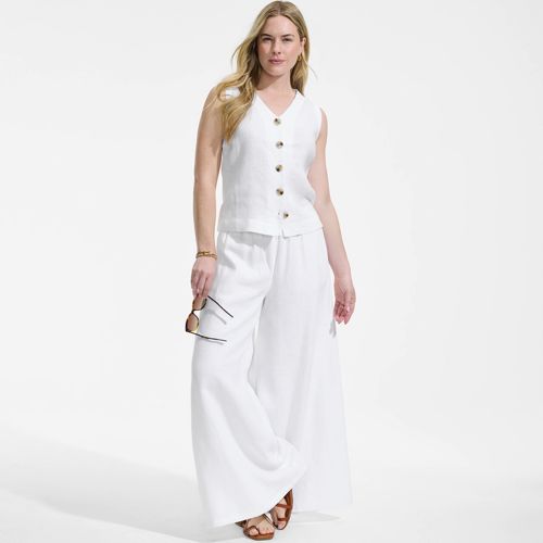 Women's Premium Pure Linen Sleeveless Button Front Top