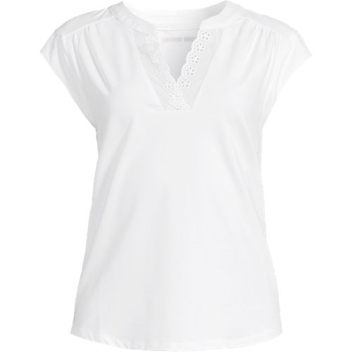 Women's Cotton Modal Top With Eyelet Embroidery